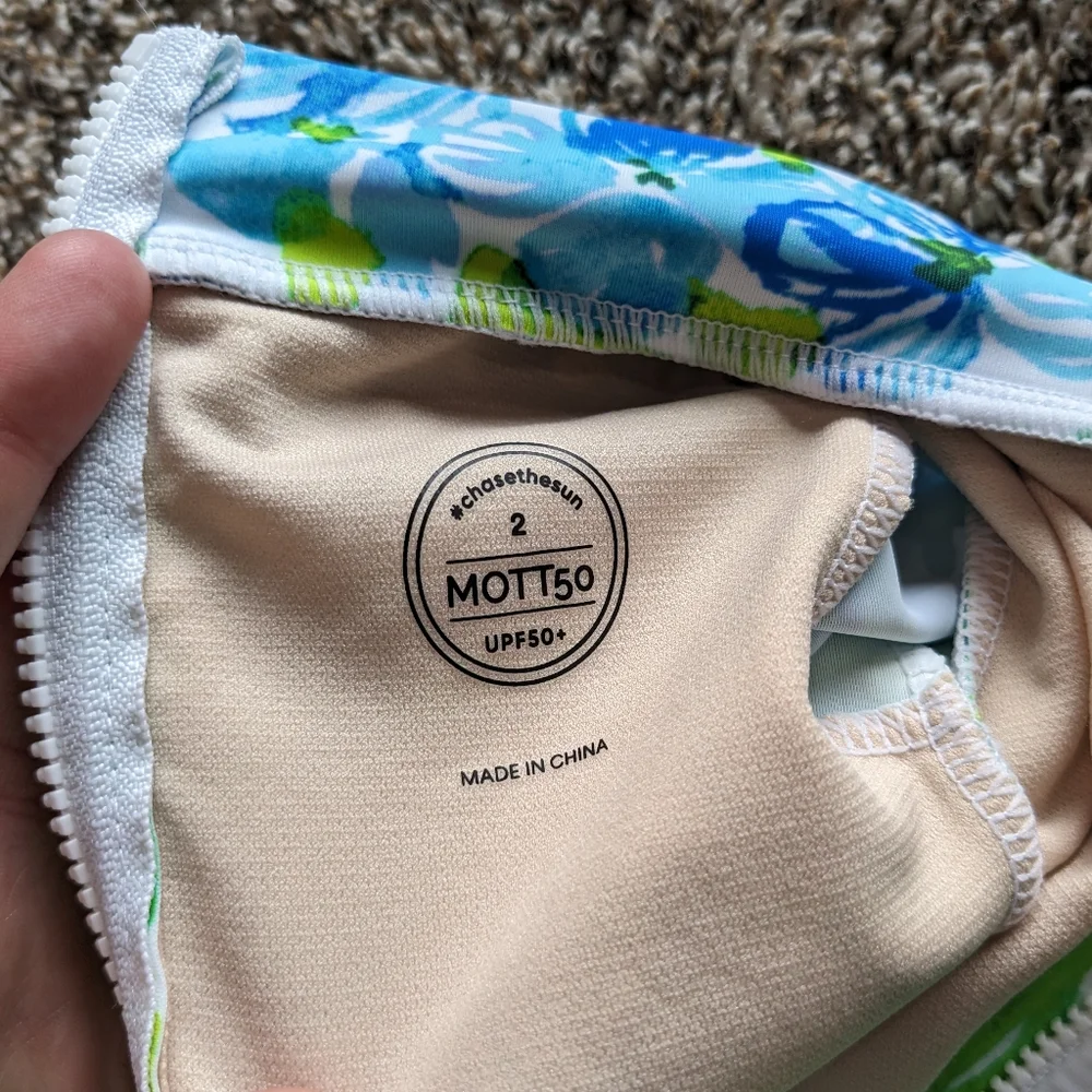 MOTT 50 Mini Kelly Girls Long Sleeve One Piece Swimsuit Toddler Size 2T UPF 50+